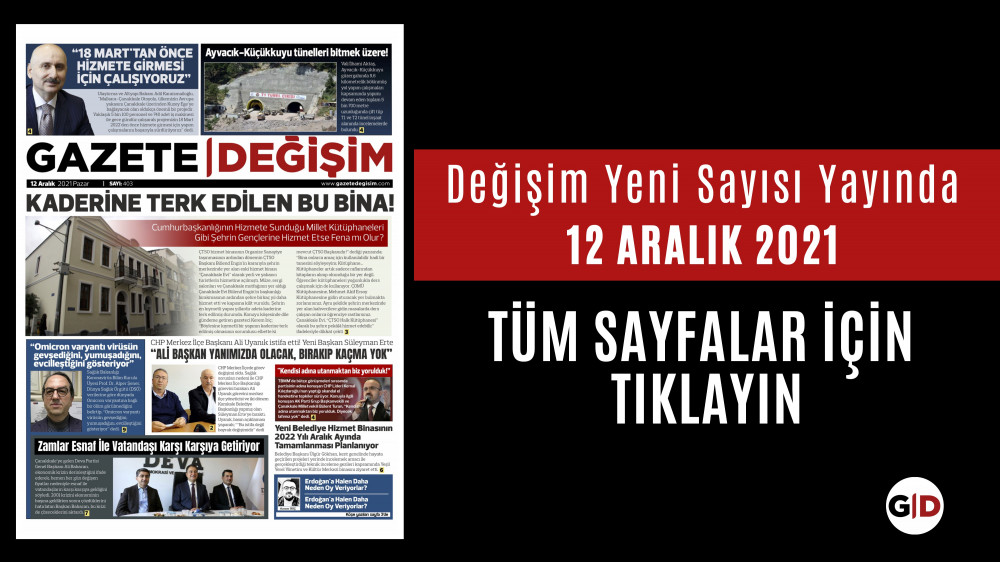 12 Aralık 2021 Tarihili Değişim Gazetesi Manşeti