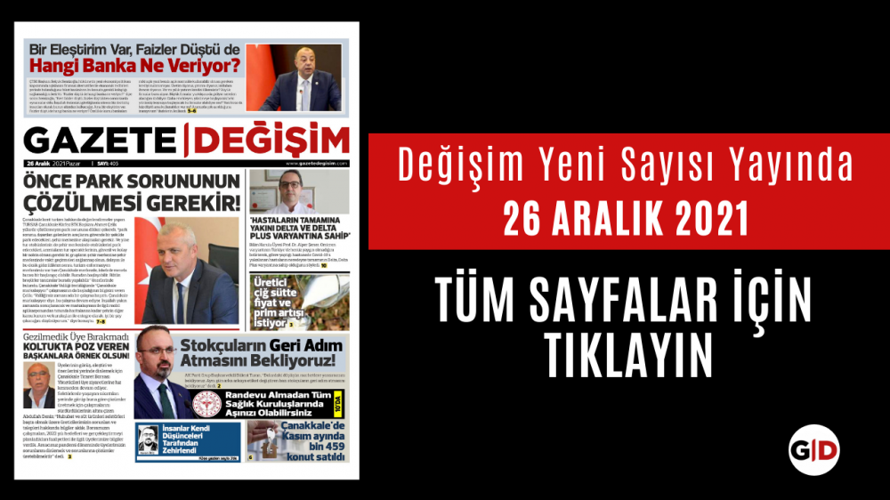 26 Aralık 2021 Tarihli Değişim Gazetesi Manşeti