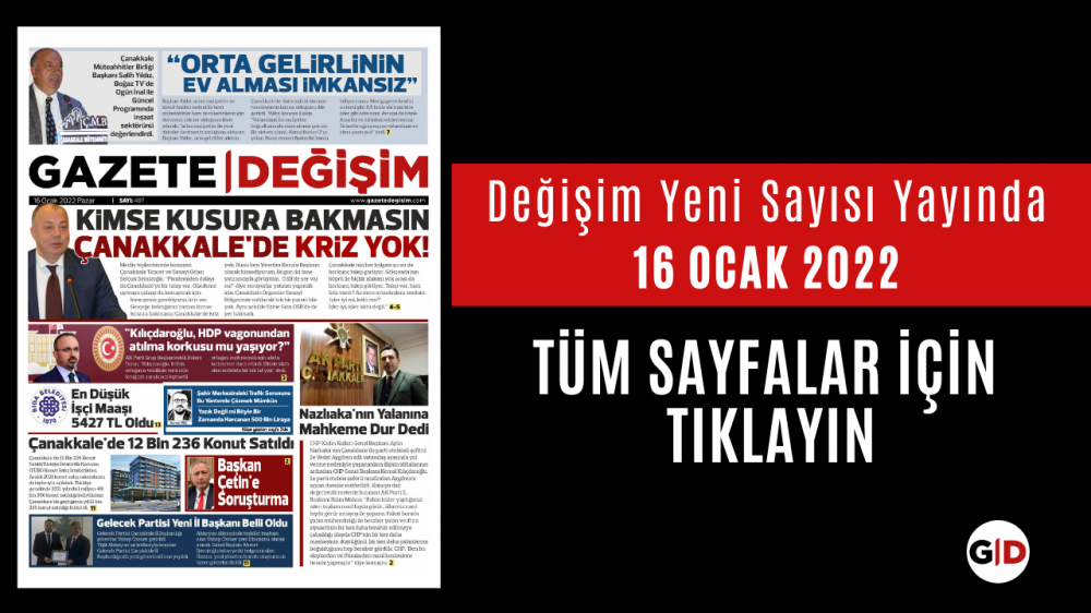Değişim Gazetesi 16 Ocak 2022 Tarihli Manşeti